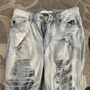 Ripped/Distressed Light Denim Jeans (Size 3)